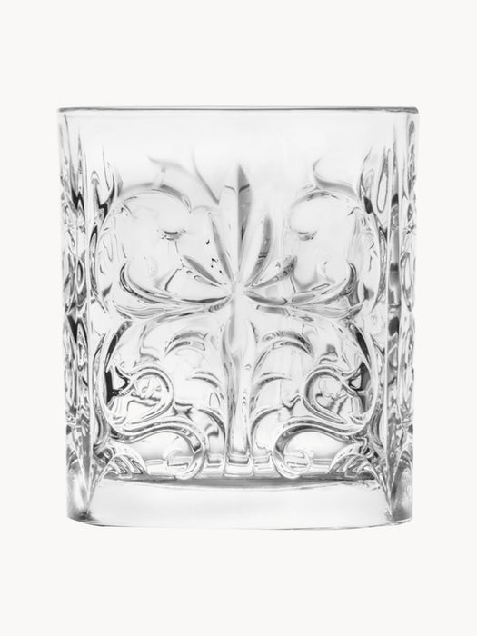 Crystal Whisky Glasses Bichiera with Embossed Pattern Set of 4