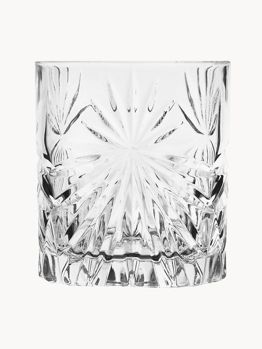 Crystal Whisky Glasses Bichiera with Embossed Pattern Set of 4