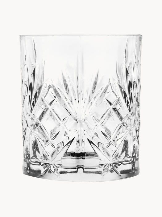 Crystal Whisky Glasses Bichiera with Embossed Pattern Set of 4