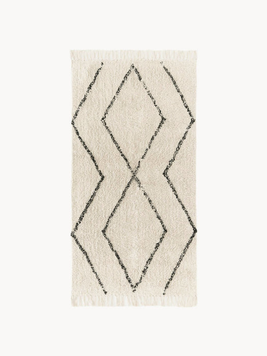 Hand-Tufted Cotton Rug Bina with Fringes