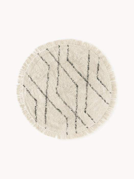 Round Hand-Tufted Cotton Rug Bina with Diamond Pattern