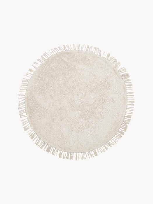 Round Hand-Tufted Cotton Rug Daya with Fringes