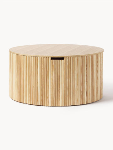 Nele Round Wooden Coffee Table with Storage Space