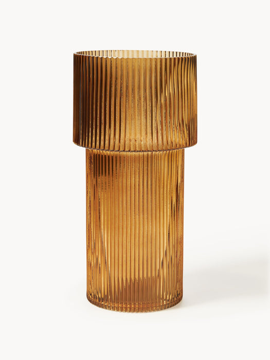 Glass Vase Lija with Ribbed Surface H 30 cm