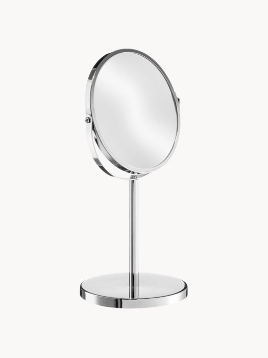 Round Cosmetic Mirror Flip with Magnification and Metal Base