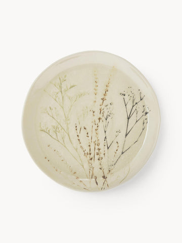 Handmade Serving Plate Bea with Grass Motif