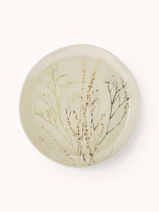 Handmade Serving Plate Bea with Grass Motif