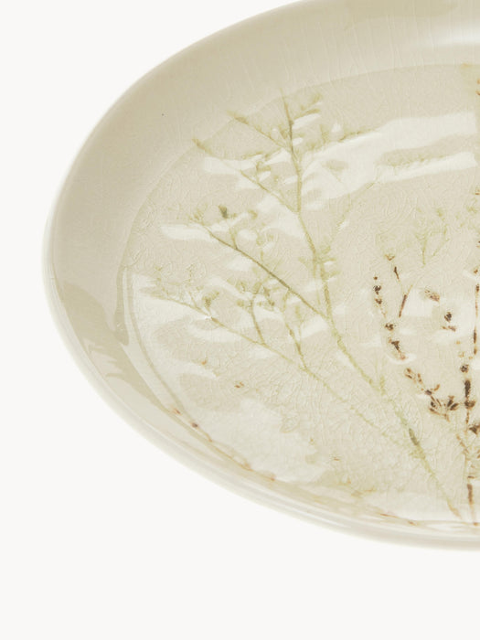 Handmade Serving Plate Bea with Grass Motif
