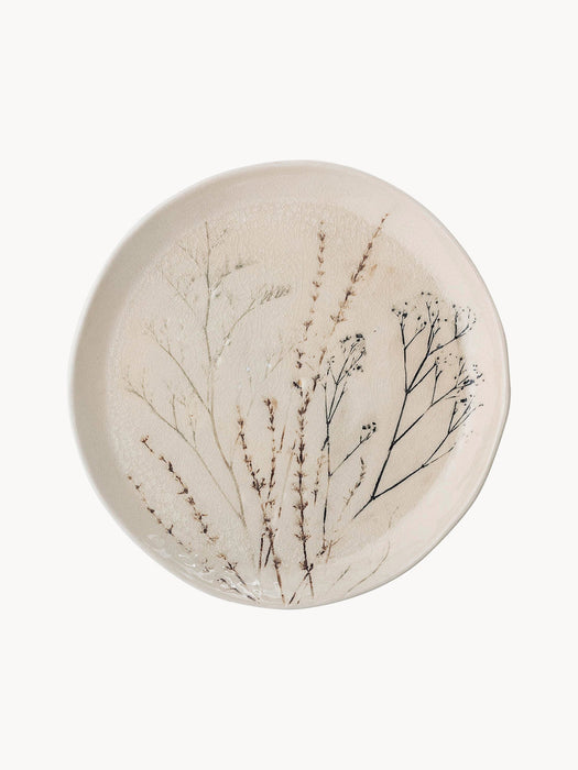Handmade Serving Plate Bea with Grass Motif
