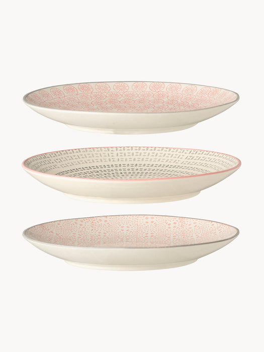 Hand-painted Breakfast Plates C cile with Playful Pattern Set of 3