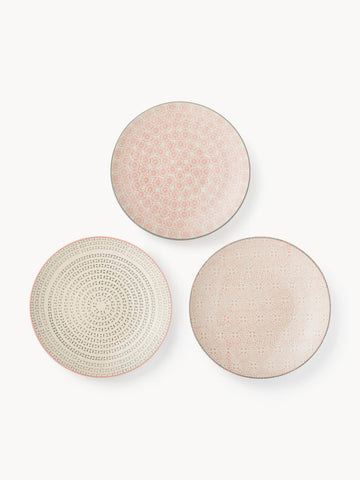 Hand-painted Breakfast Plates CÃÂ©cile with Playful Pattern, Set of 3