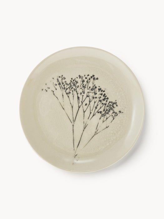 Handmade Breakfast Plate Bea with Grass Motif