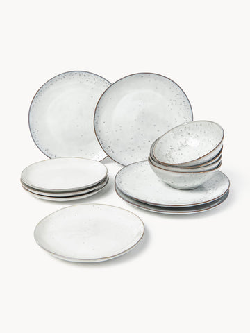 Handmade Tableware Set Nordic Sand, 4 People, Set of 12
