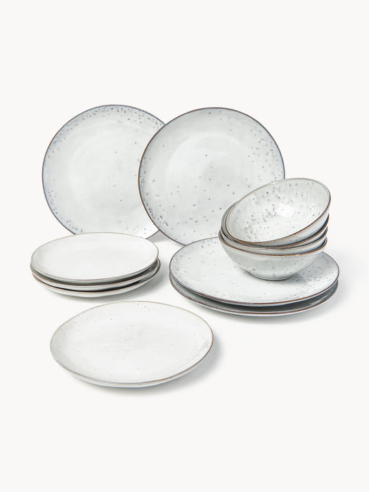 Handmade Tableware Set Nordic Sand, 4 People, Set of 12