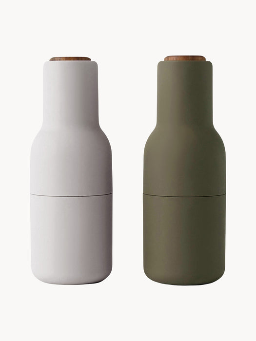 Salt and Pepper Mills Bottle Grinder with Walnut Wood Lids Set of 2