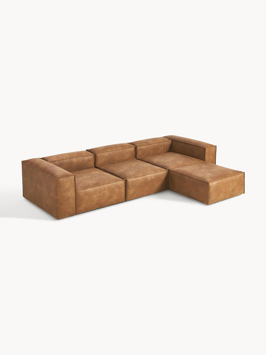 Modular Leather Sofa Lennon 4-seater with Ottoman leftright
