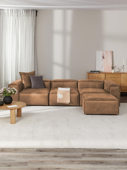 Lennon Modular Leather Sofa (4-seater) with Ottoman (left/right)