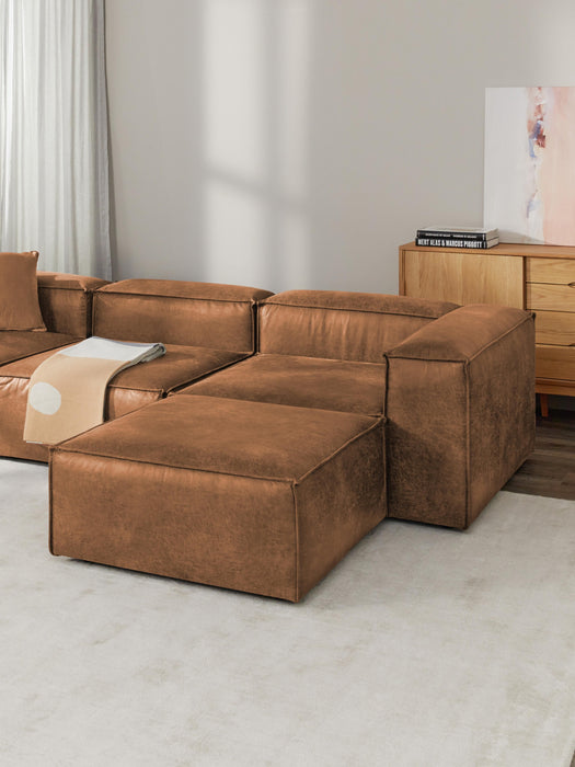 Modular Leather Sofa Lennon 4-seater with Ottoman leftright