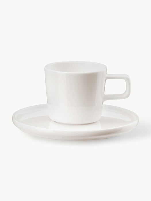 Fine Bone China Espresso Cups Oco with Saucers Set of 6