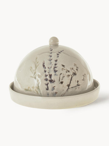 Handmade Butter Dish Bea with Grass Motif