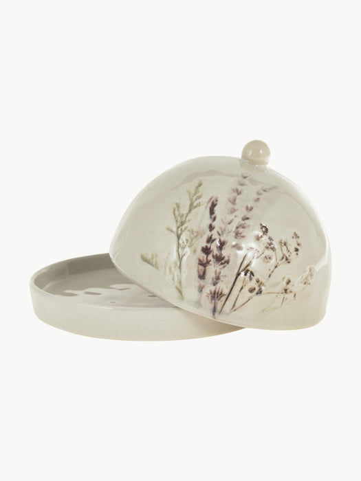 Handmade Butter Dish Bea with Grass Motif