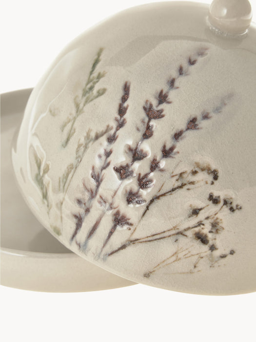 Handmade Butter Dish Bea with Grass Motif