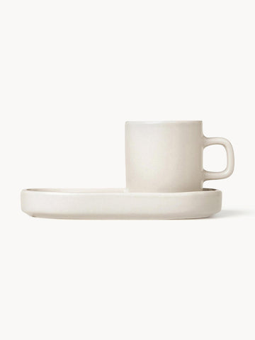 Pilar Espresso Cups with Saucers, Set of 2
