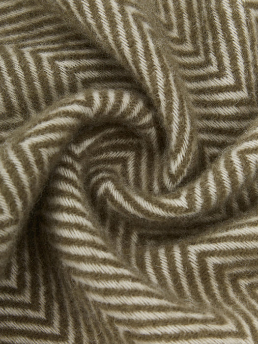Wool Throw Tyrol with Herringbone Pattern and Fringes