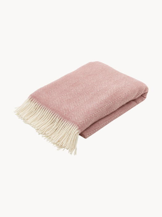Wool Throw Tyrol with Herringbone Pattern and Fringes