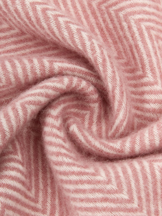 Wool Throw Tyrol with Herringbone Pattern and Fringes