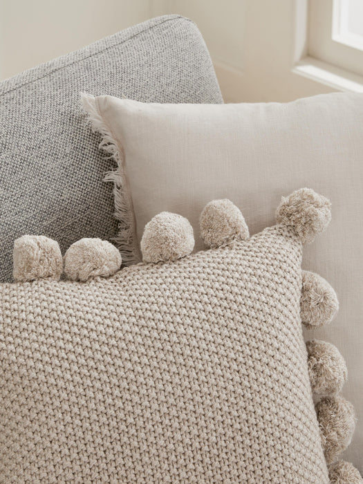 Knitted Cushion Cover Molly with Pompoms