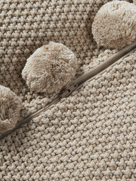 Molly Knitted Cushion Cover with Pompoms
