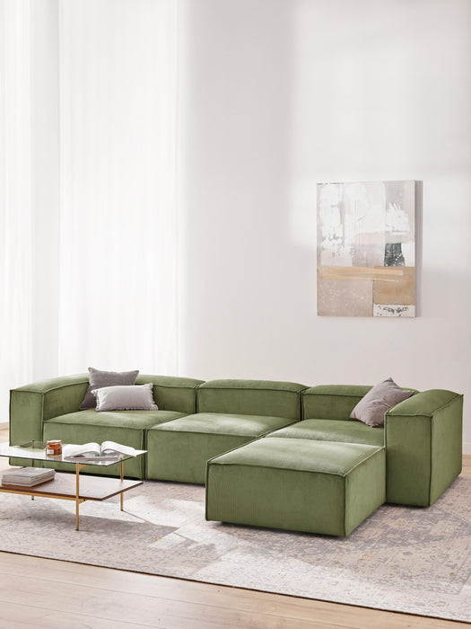 Corduroy Modular Sofa Lennon 4-seater with Ottoman leftright