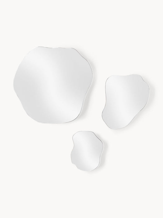 Lia Frameless Wall Mirrors in an Organic Shape, Set of 3