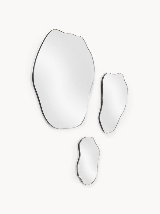 Lia Frameless Wall Mirrors in an Organic Shape, Set of 3