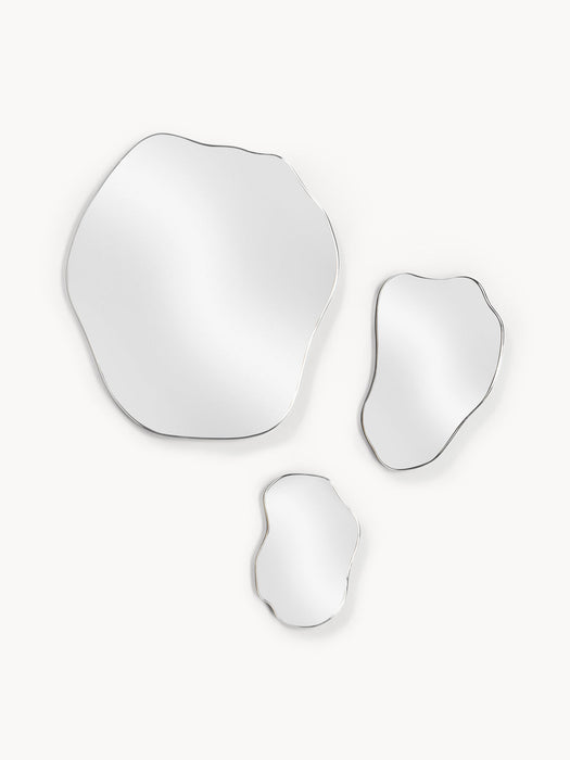 Lia Frameless Wall Mirrors in an Organic Shape, Set of 3
