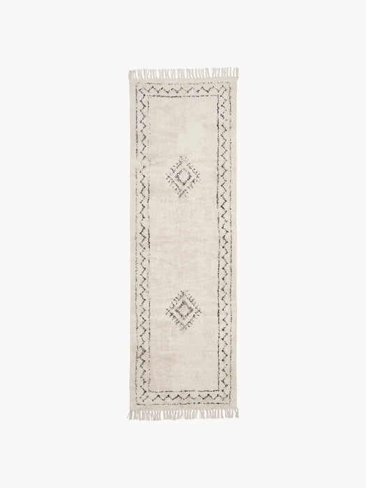 Hand-Woven Cotton Runner Fionn with Fringes