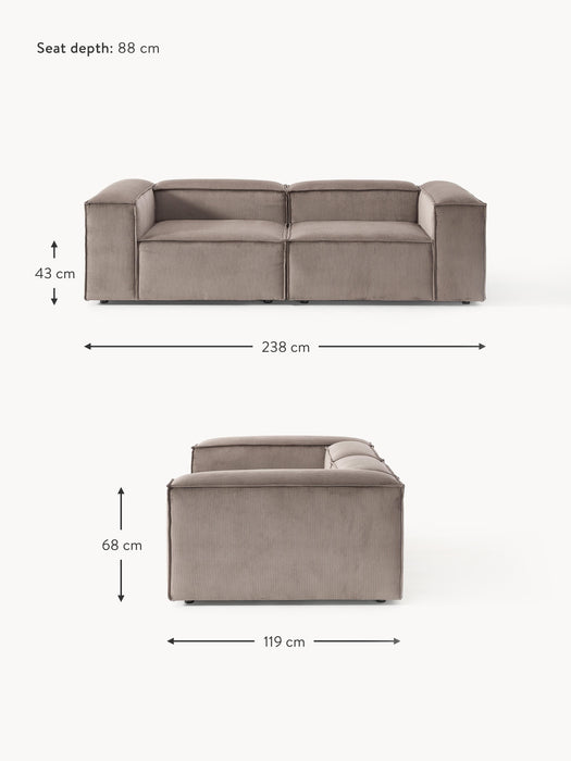 Corduroy Modular Sofa Lennon 3-seater