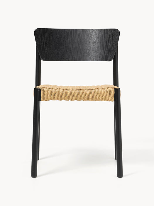 Wooden Dining Chairs Danny with Rattan Seat Set of 2