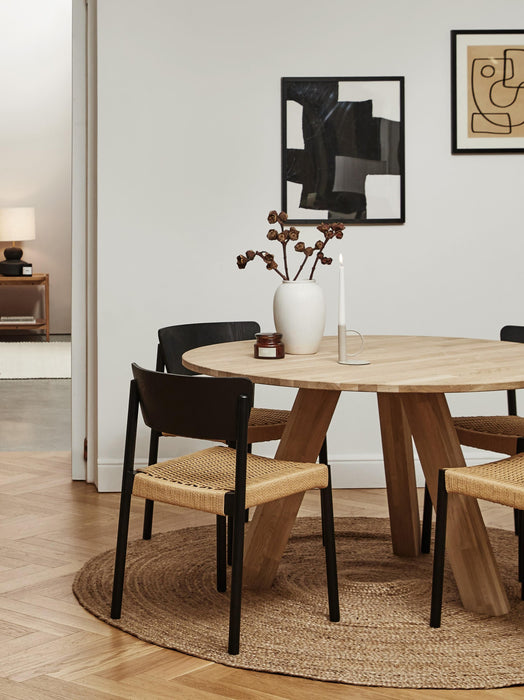 Wooden Dining Chairs Danny with Rattan Seat Set of 2