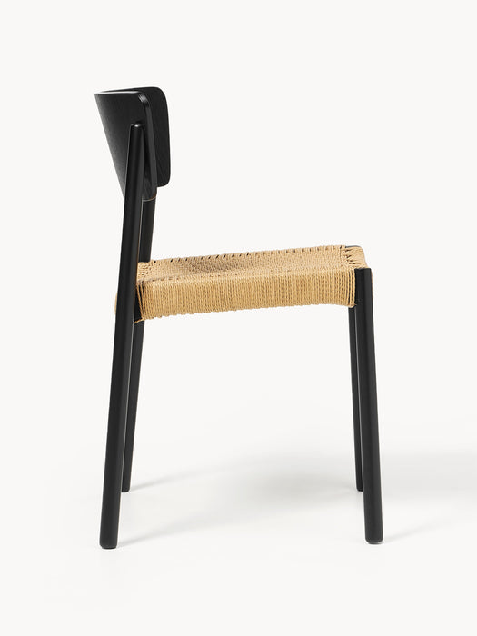 Wooden Dining Chairs Danny with Rattan Seat Set of 2
