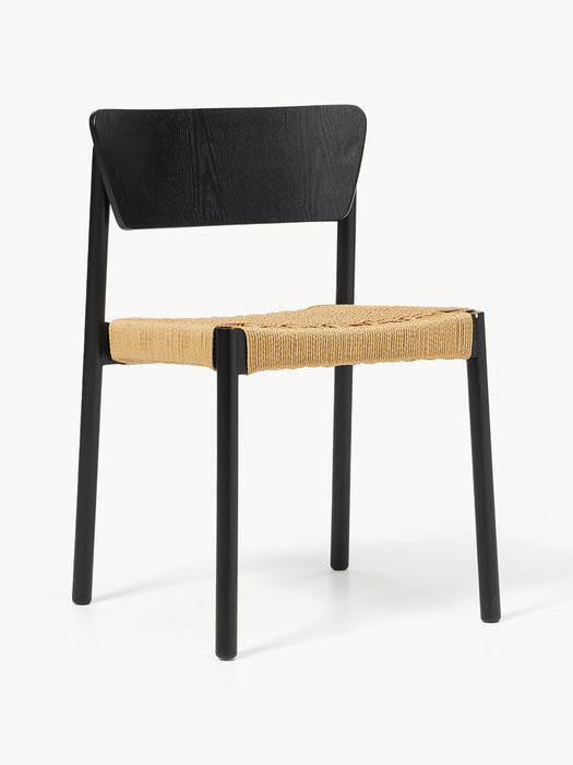 Wooden Dining Chairs Danny with Rattan Seat Set of 2