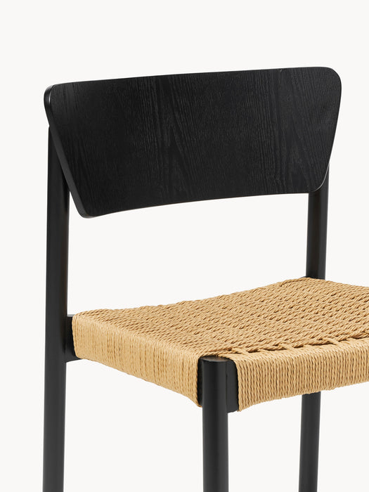 Wooden Dining Chairs Danny with Rattan Seat Set of 2