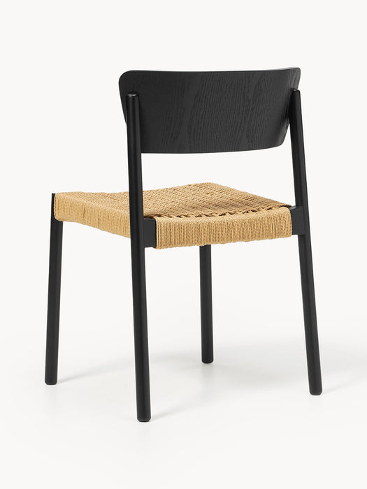 Wooden Dining Chairs Danny with Rattan Seat Set of 2