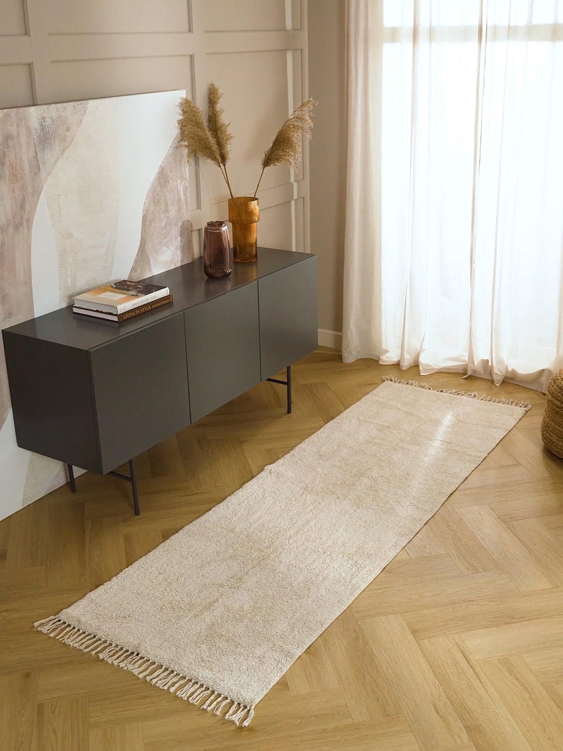 Daya Hand-Tufted Cotton Runner with Fringes