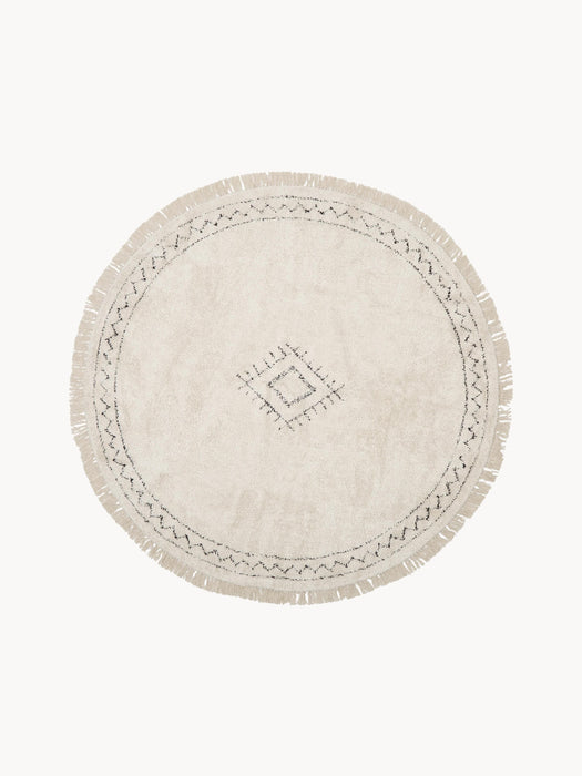 Round Hand-Tufted Cotton Rug Fionn with Fringes