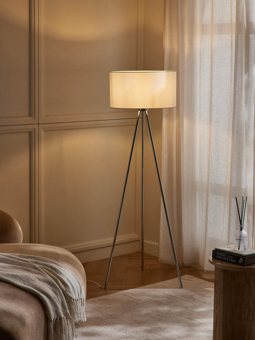 Cella Tripod Floor Lamp with Fabric Lampshade