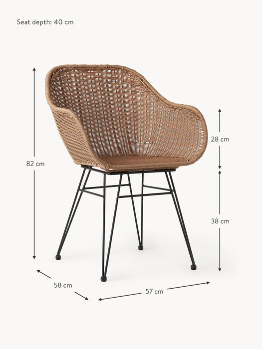 Polyrattan Dining Chairs Costa with Armrests Set of 2