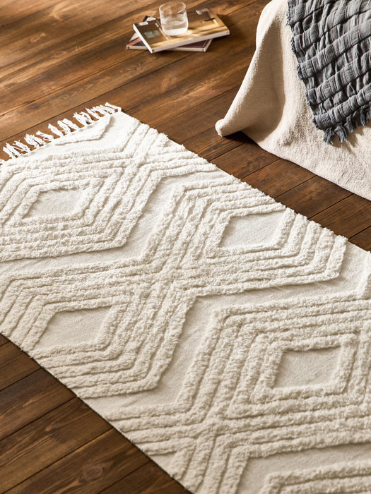 High-Low Cotton Runner Ziggy Hand-Woven