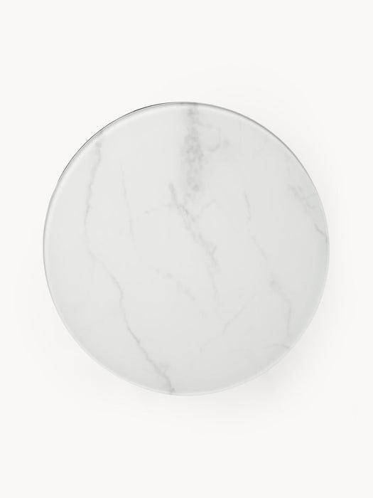 Antigua Round Side Table with Marble Effect Glass Top
